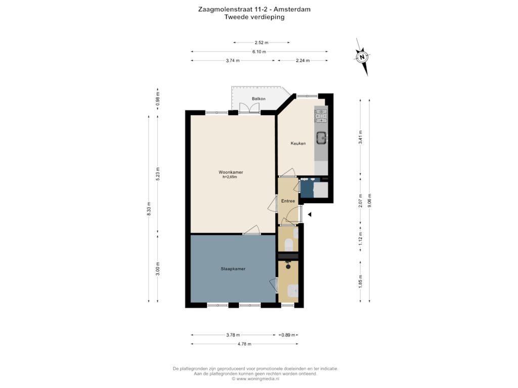 Bekijk plattegrond van Tweede verdieping van Zaagmolenstraat 11-2