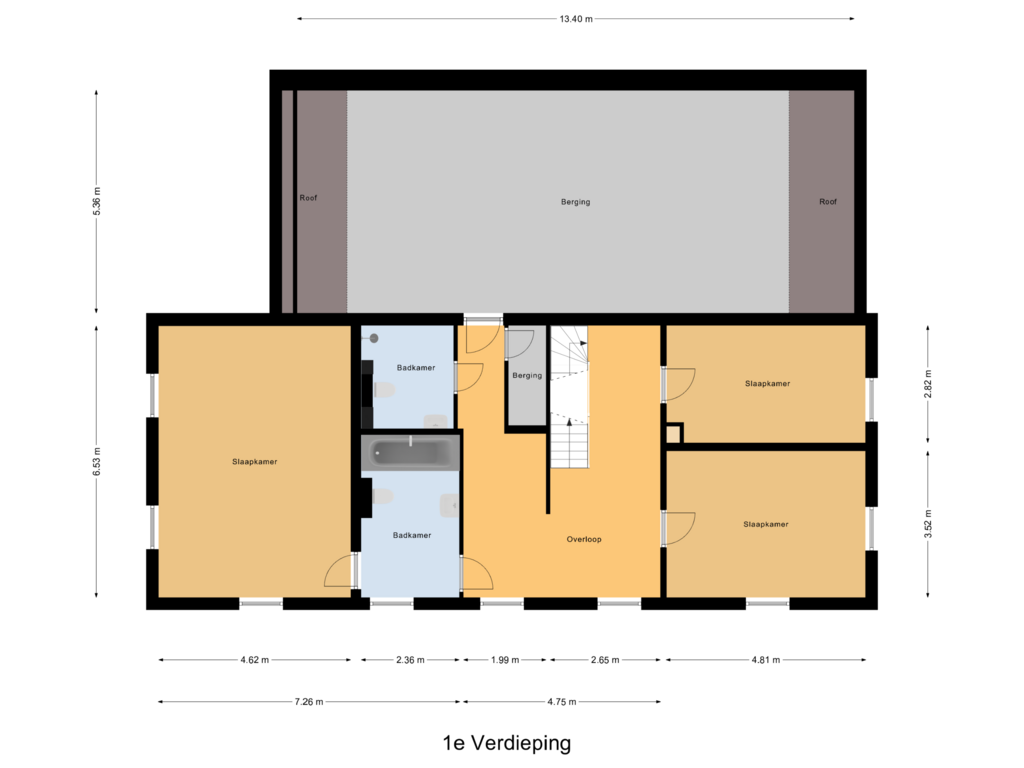 View floorplan of 1e Verdieping of Molkereiweg 107