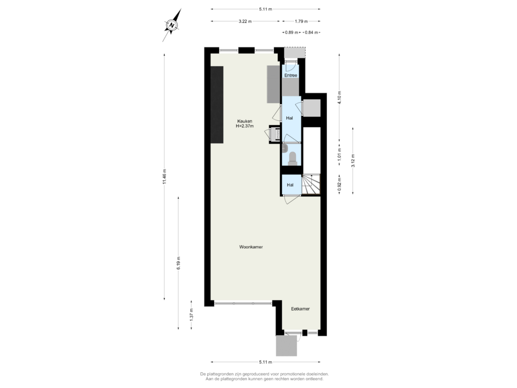 Bekijk plattegrond van Begane Grond van Lange Hilleweg 216-B