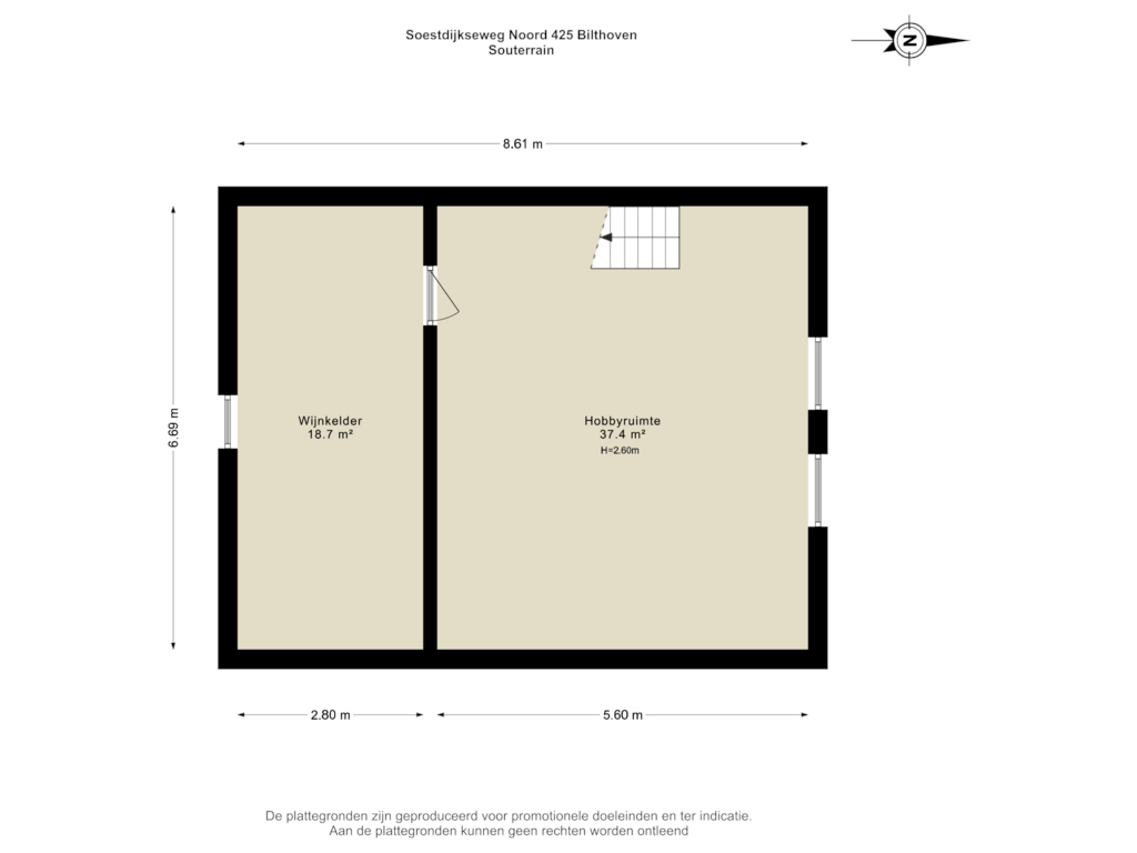 Bekijk plattegrond van Souterrain van Soestdijkseweg Noord 425