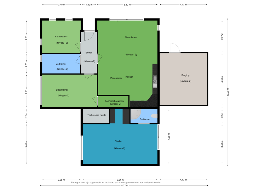 View floorplan of Niveau -2 en -1 of De Blinkerd 11