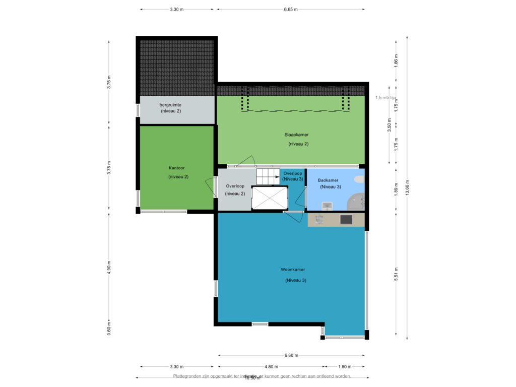 View floorplan of Niveau 2 en 3 of De Blinkerd 11