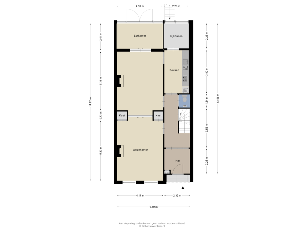 View floorplan of Begane grond of Burg. Dijckmeesterweg 23