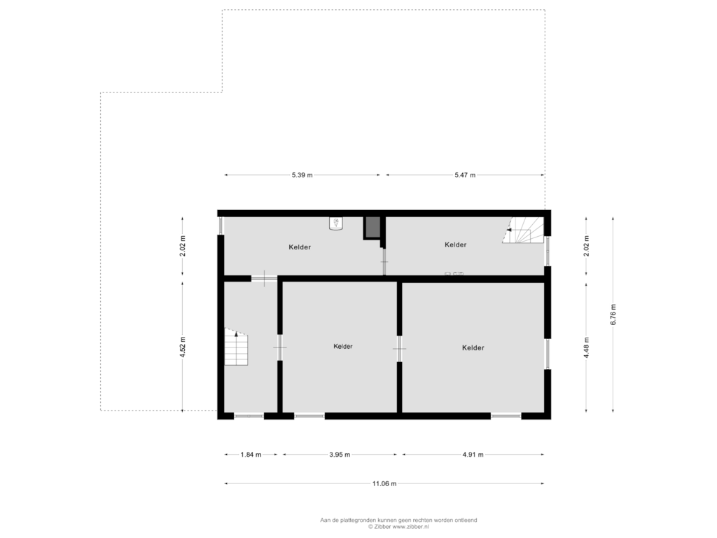 Bekijk plattegrond van Souterrain van Hoofdstraat 76