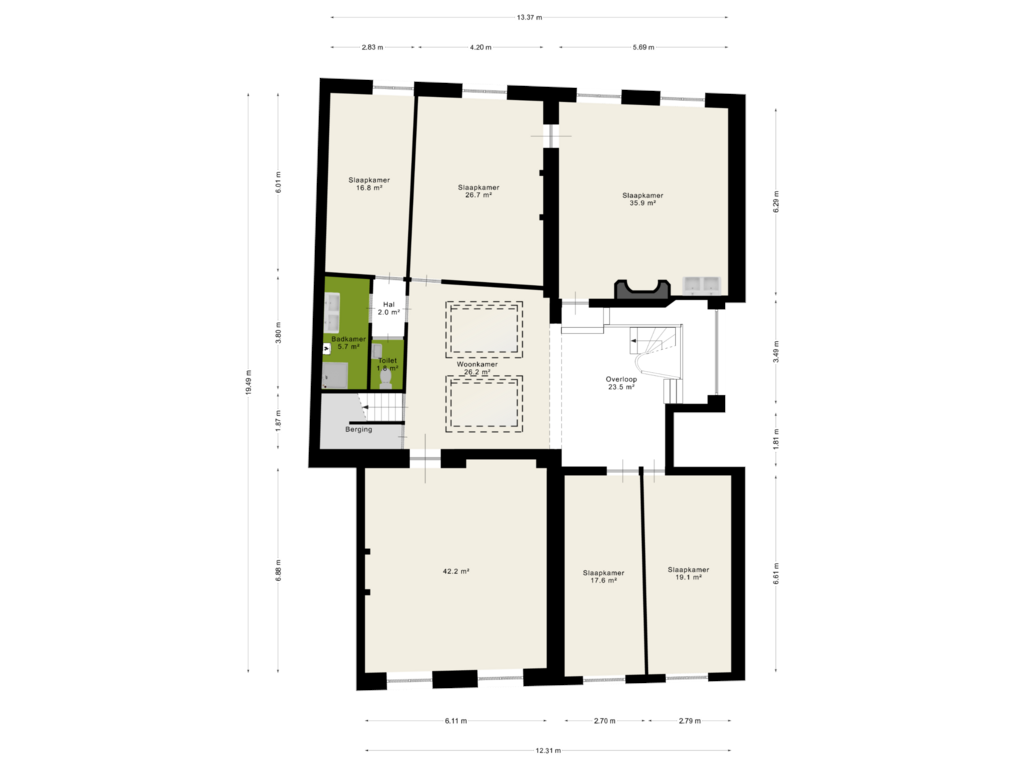 Bekijk plattegrond van Eerste verdieping van Swalmerstraat 13