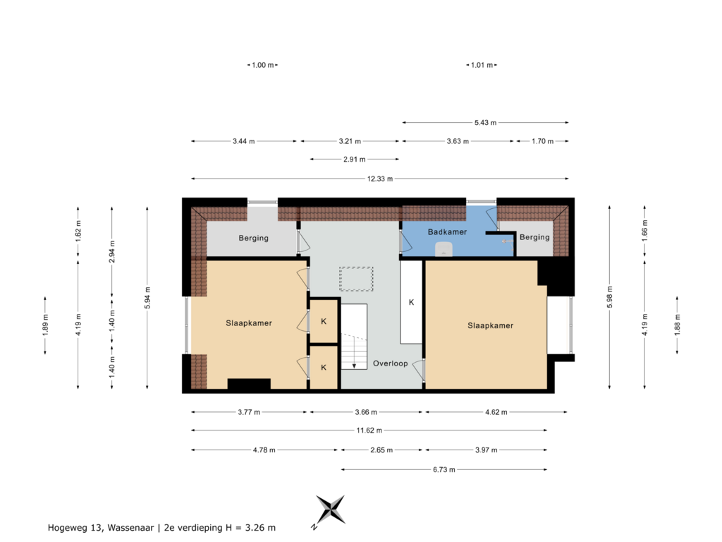 View floorplan of 2e verdieping of Hogeweg 13