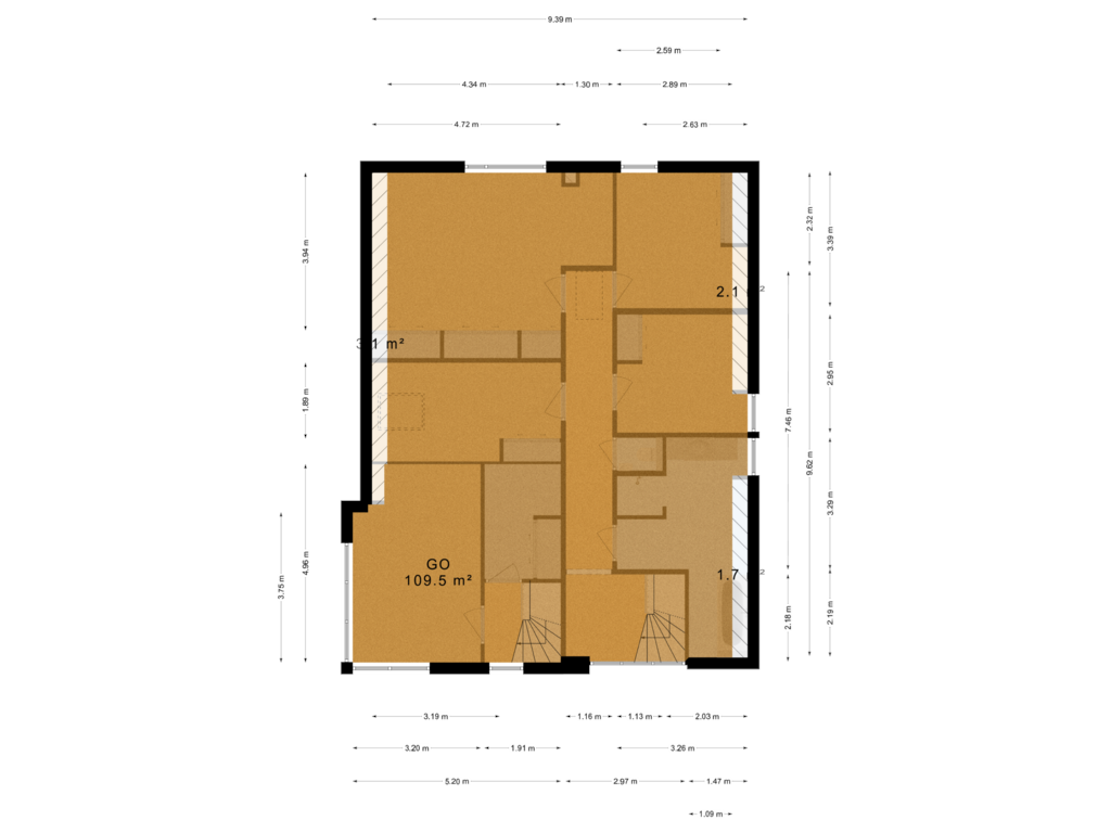 View floorplan of 1e Verdieping (copy) (copy) of Bach 3