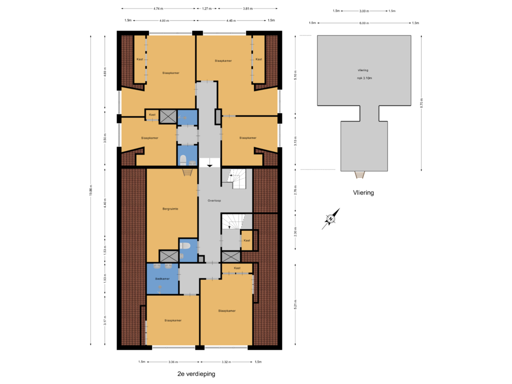 Bekijk plattegrond van 2e verdieping van Prins Frederiklaan 28