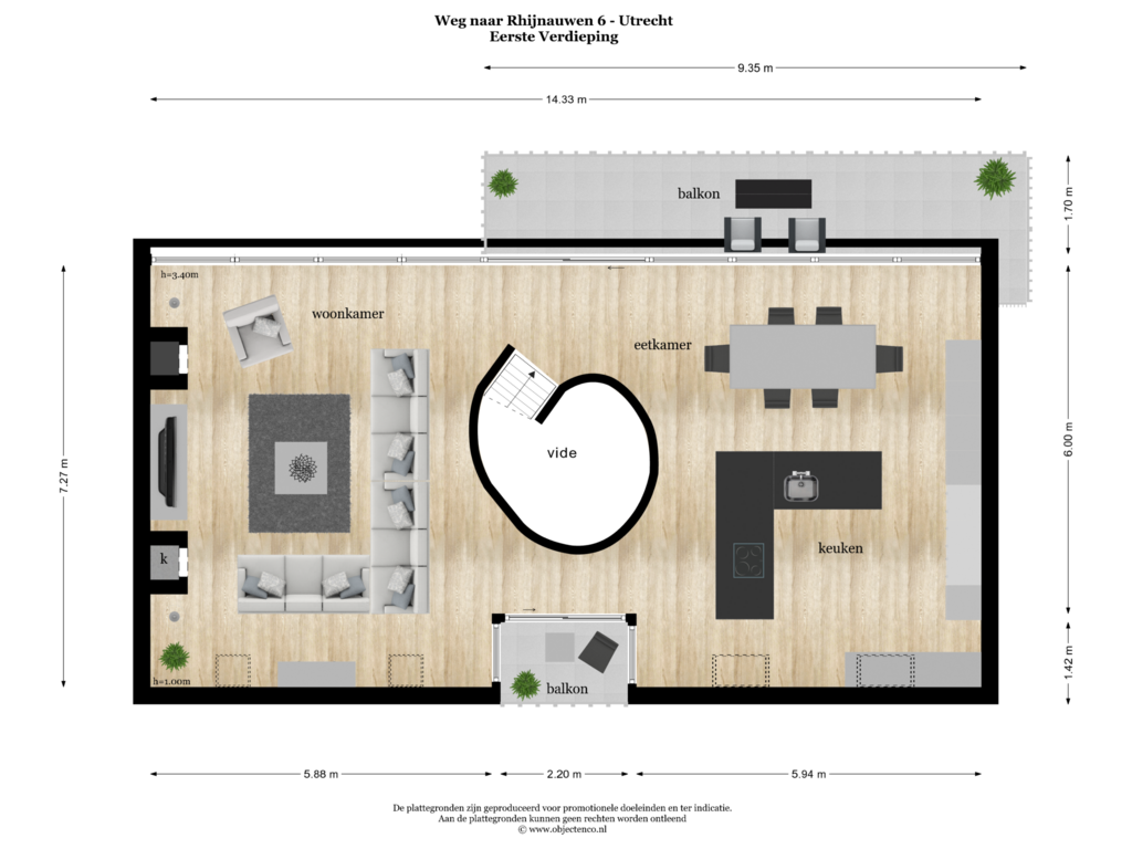 Bekijk plattegrond van Eerste Verdieping van Weg naar Rhijnauwen 6