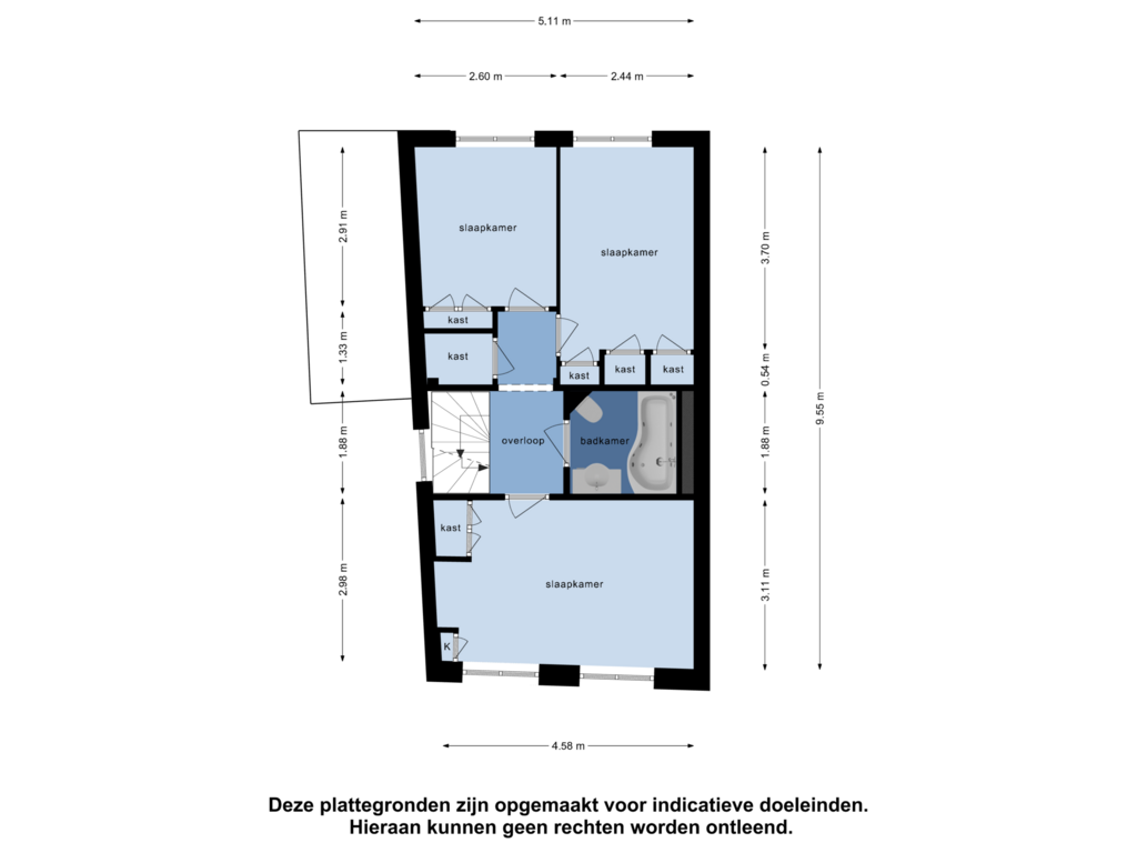 Bekijk plattegrond van Eerste Verdieping van Spanjaardstraat 58