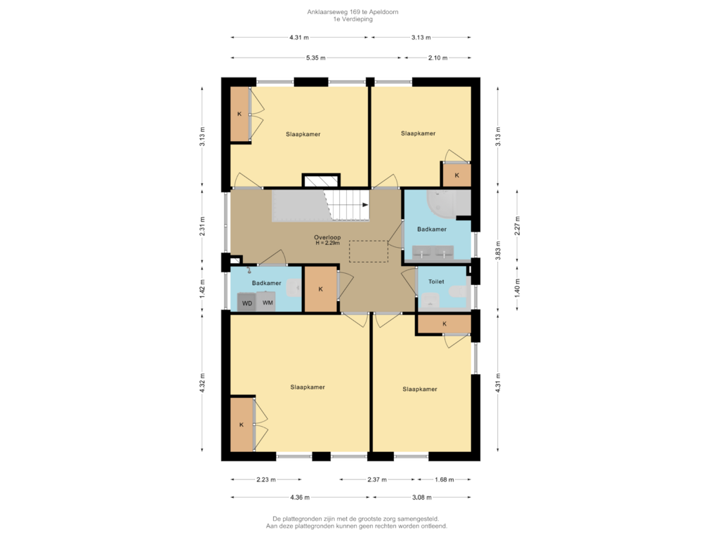 View floorplan of 1e verdieping of Anklaarseweg 169