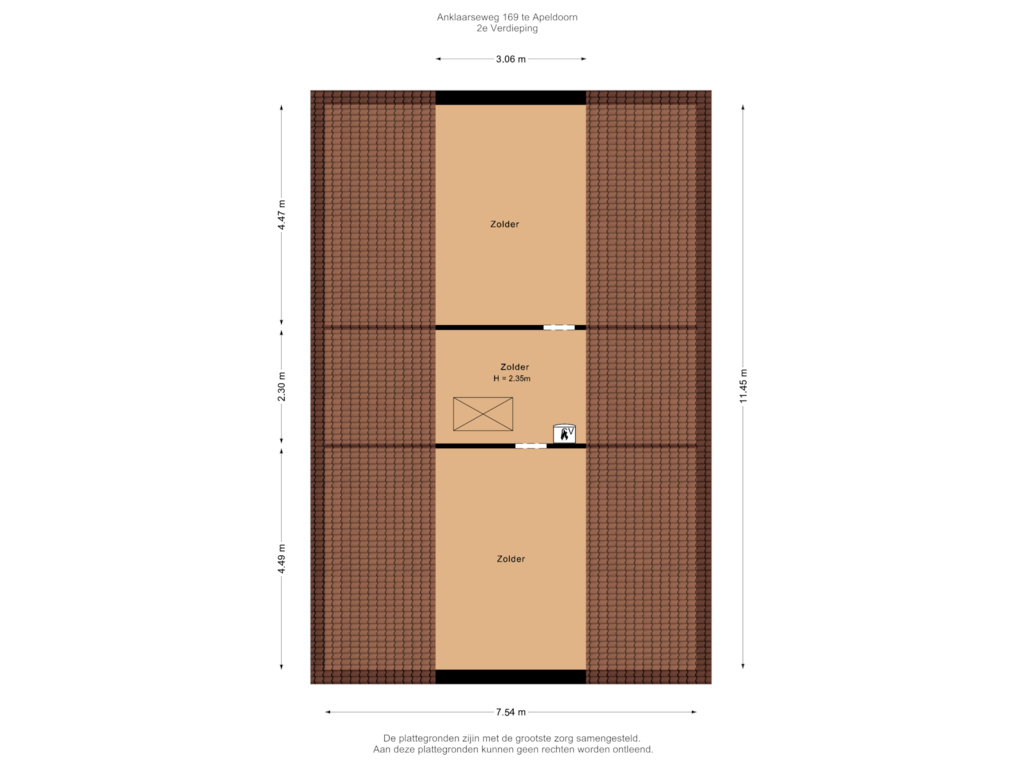 View floorplan of 2e verdieping of Anklaarseweg 169