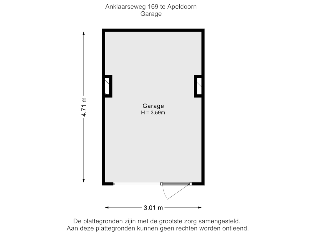 View floorplan of Garage  2 of Anklaarseweg 169