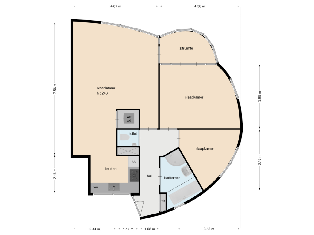 View floorplan of plattegrond of Benedictinessenhof 38