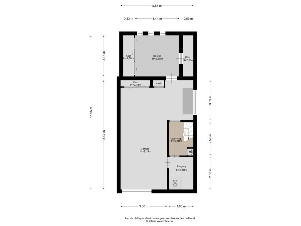 Bekijk plattegrond van Souterrain van Schiedamseweg 63