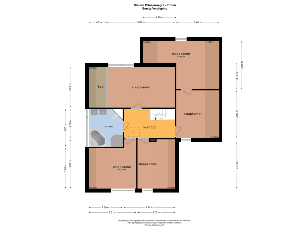 View floorplan of EERSTE VERDIEPING of Nieuwe Prinsenweg 5