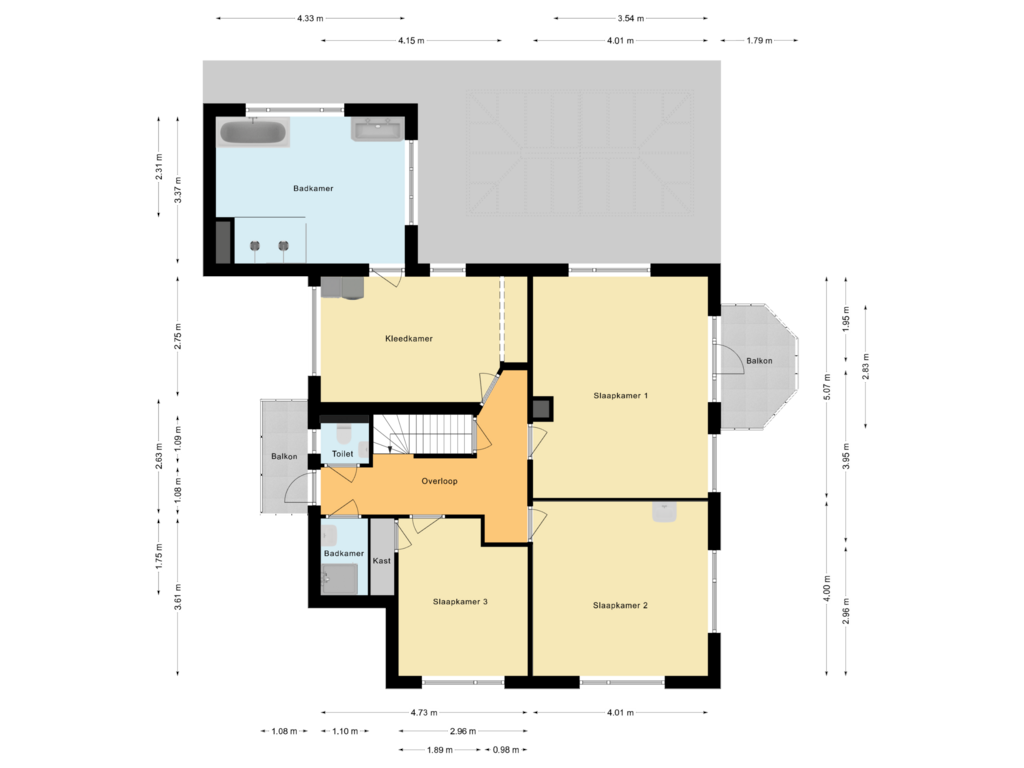 Bekijk plattegrond van Eerste verdieping van Voorstraat 7