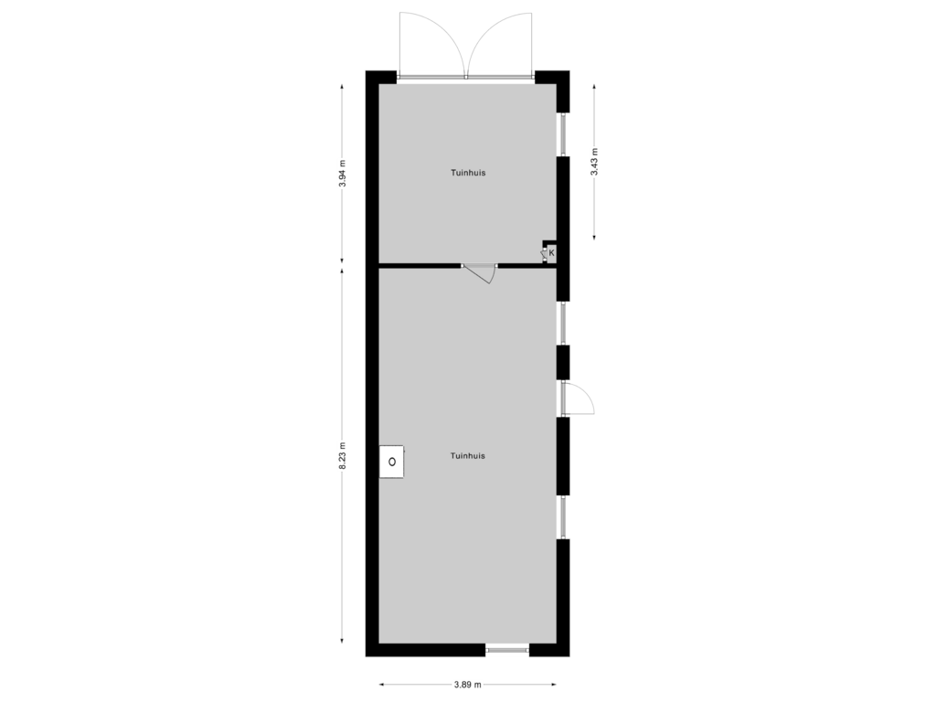 Bekijk plattegrond van Tuinhuis van Voorstraat 7