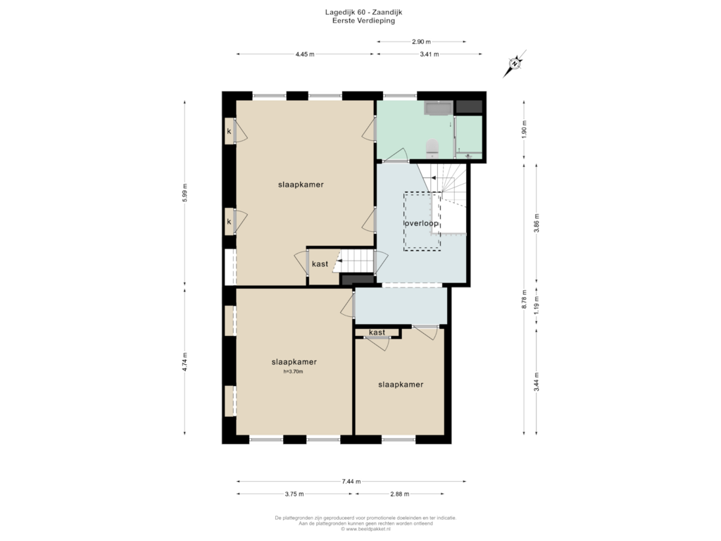 Bekijk plattegrond van EERSTE VERDIEPING van Lagedijk 60