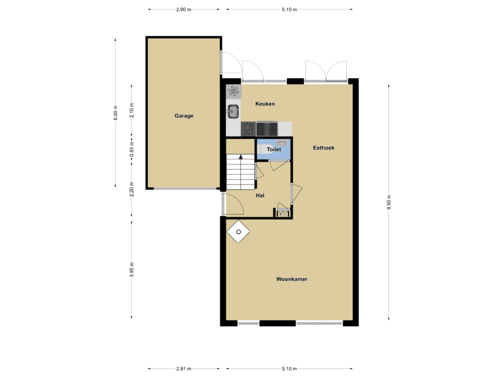 Bekijk plattegrond van Begane Grond van Willem Alexanderstraat 23