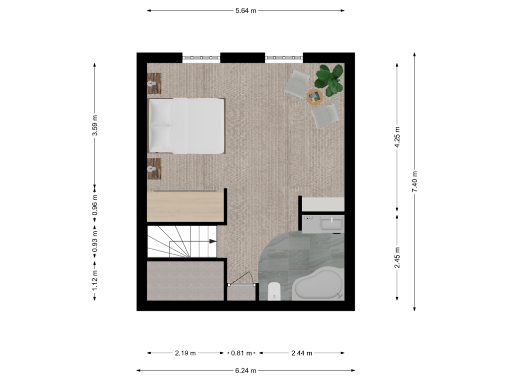 Bekijk plattegrond van 1e VD 10 van Hoogstraat 10