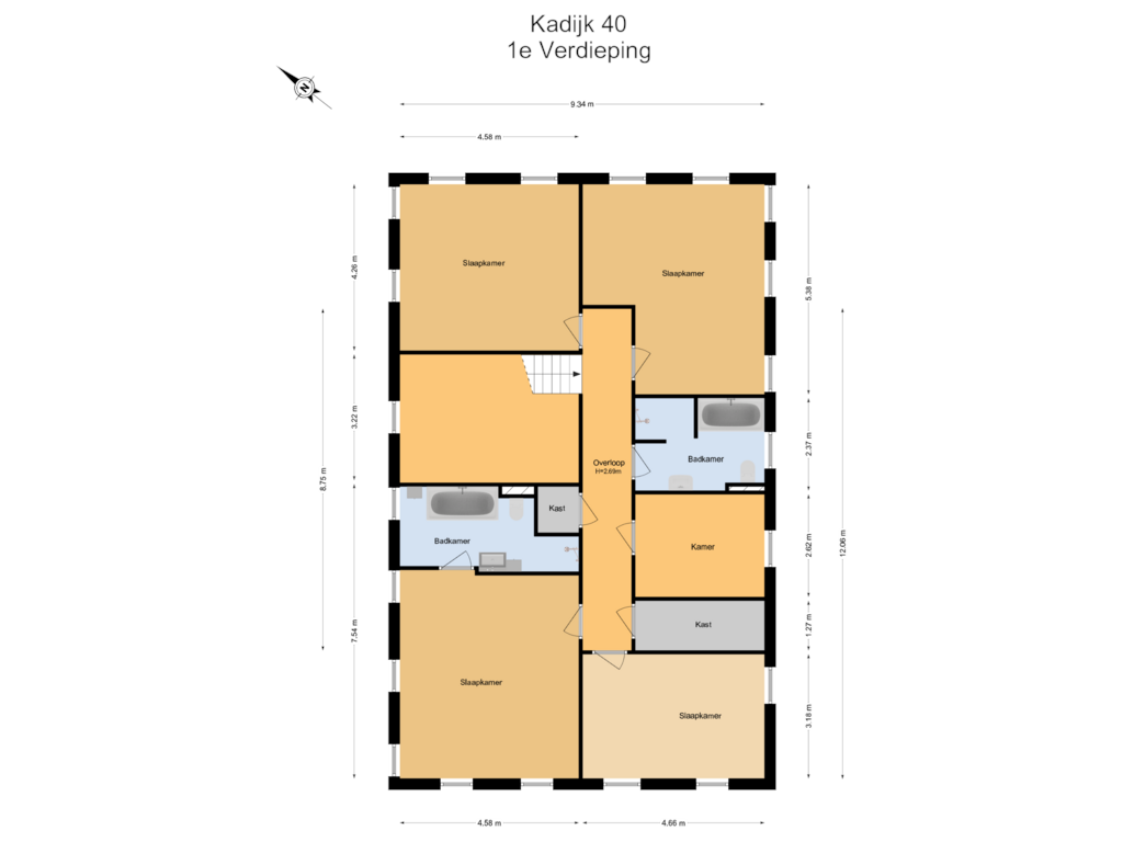 View floorplan of 1e Verdieping of Kadijk 40