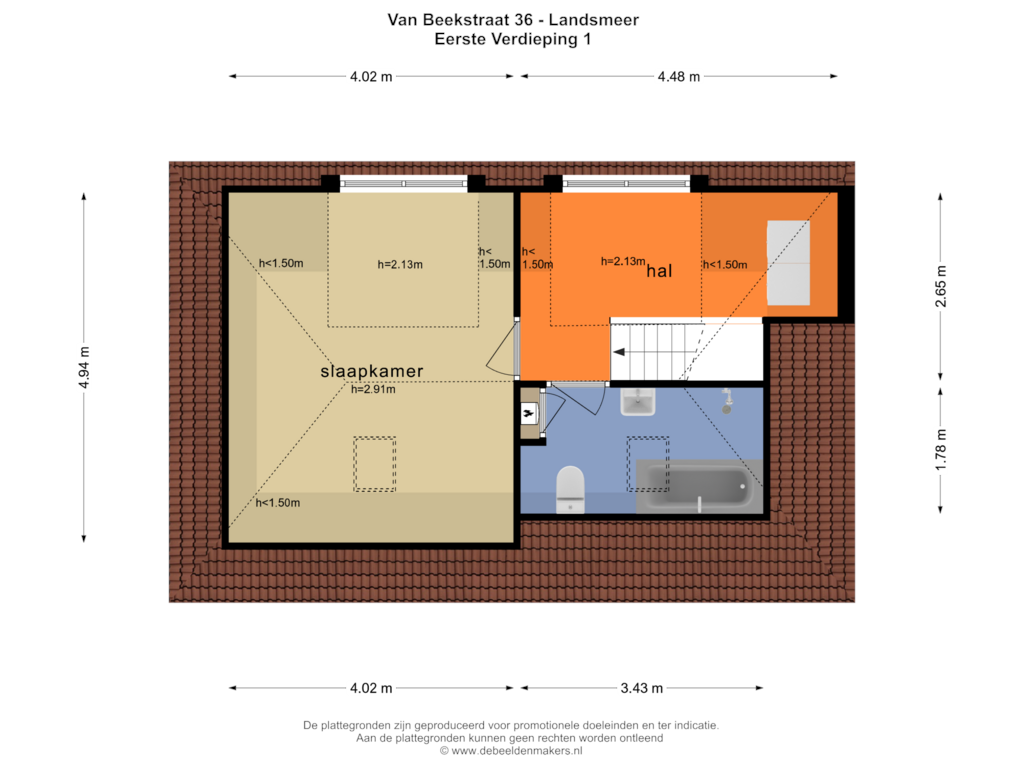 Bekijk plattegrond van EERSTE VERDIEPING 1 van van Beekstraat 36