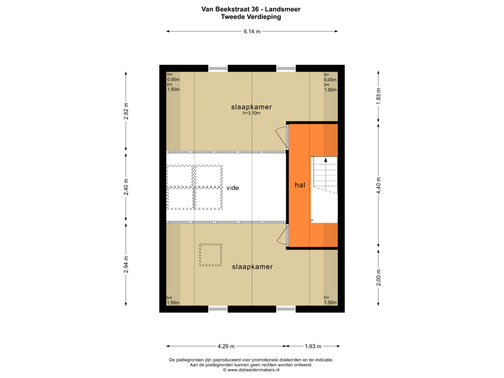 Bekijk plattegrond van TWEEDE VERDIEPING van van Beekstraat 36