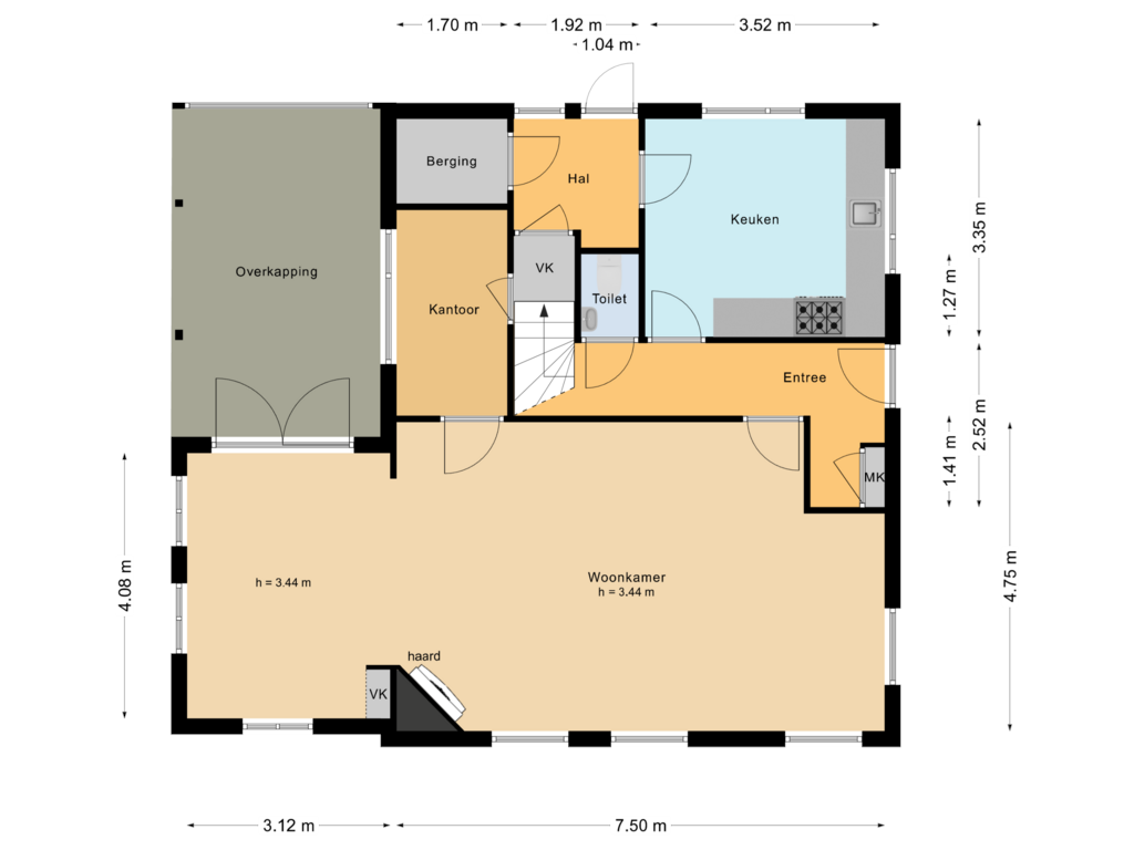 View floorplan of Begane grond of Moerbeek 11