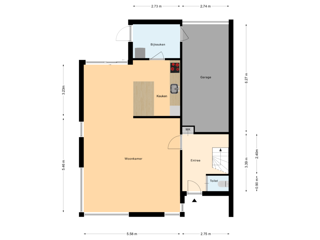 Bekijk plattegrond van Begane Grond van Op den Koem 22