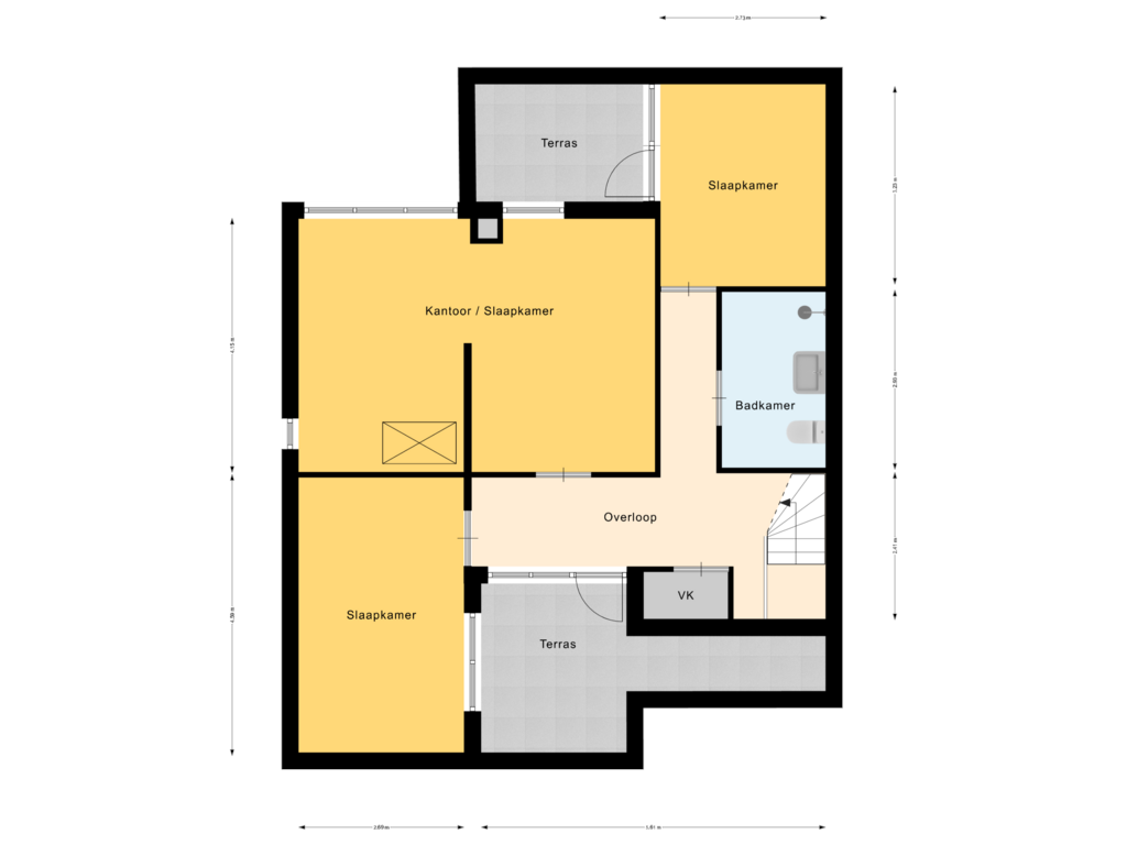 Bekijk plattegrond van 1e Verdieping van Op den Koem 22