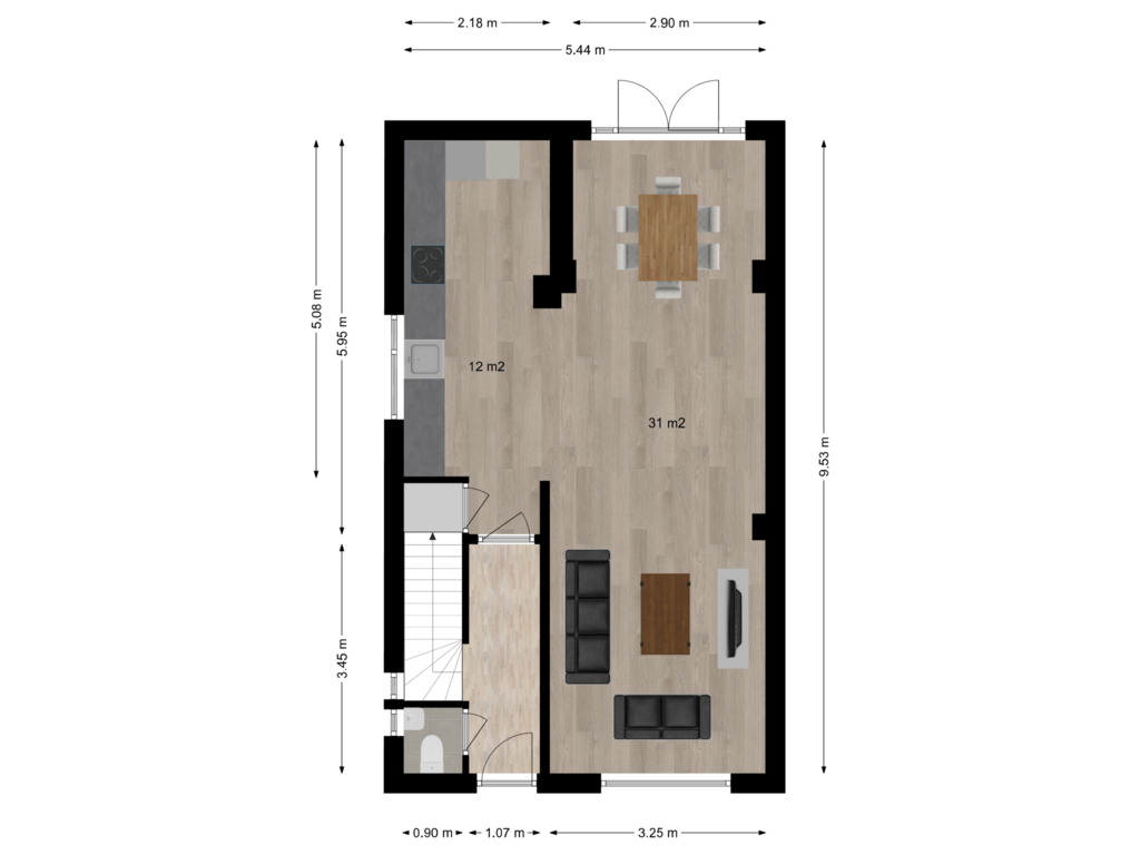 View floorplan of Begane grond of Steendalerstraat 77