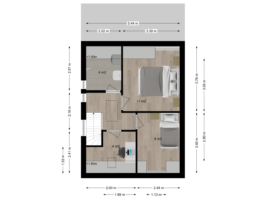 View floorplan of Eerste verdieping of Steendalerstraat 77