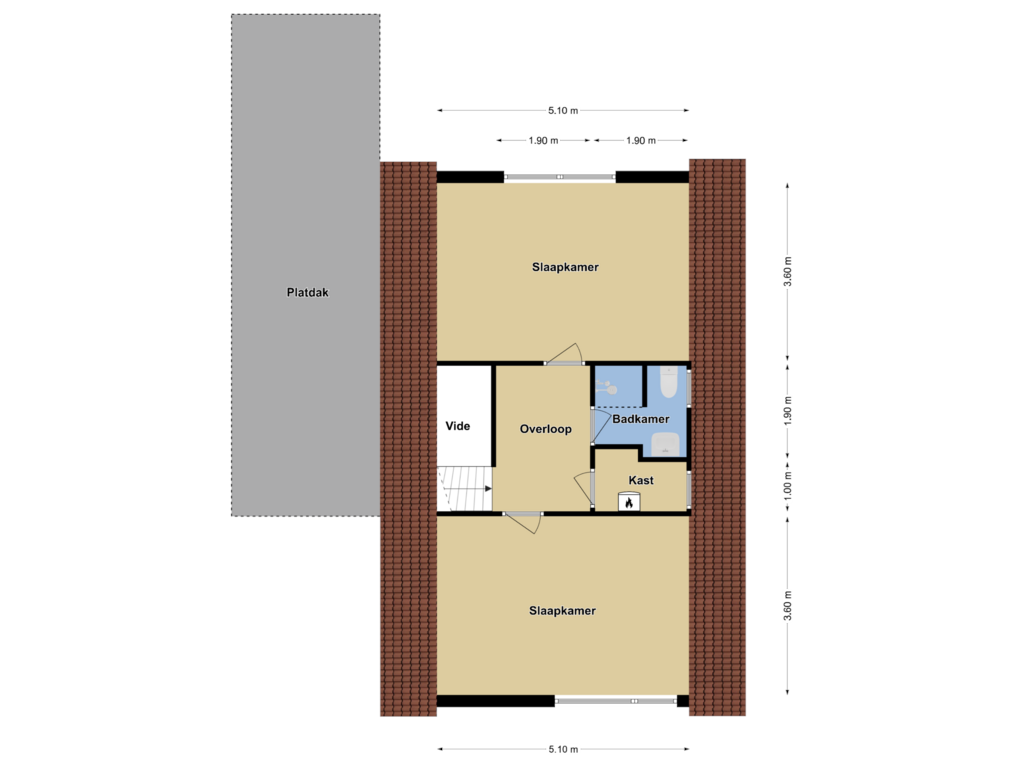 View floorplan of 1e Verdieping of Rijnstraat 10