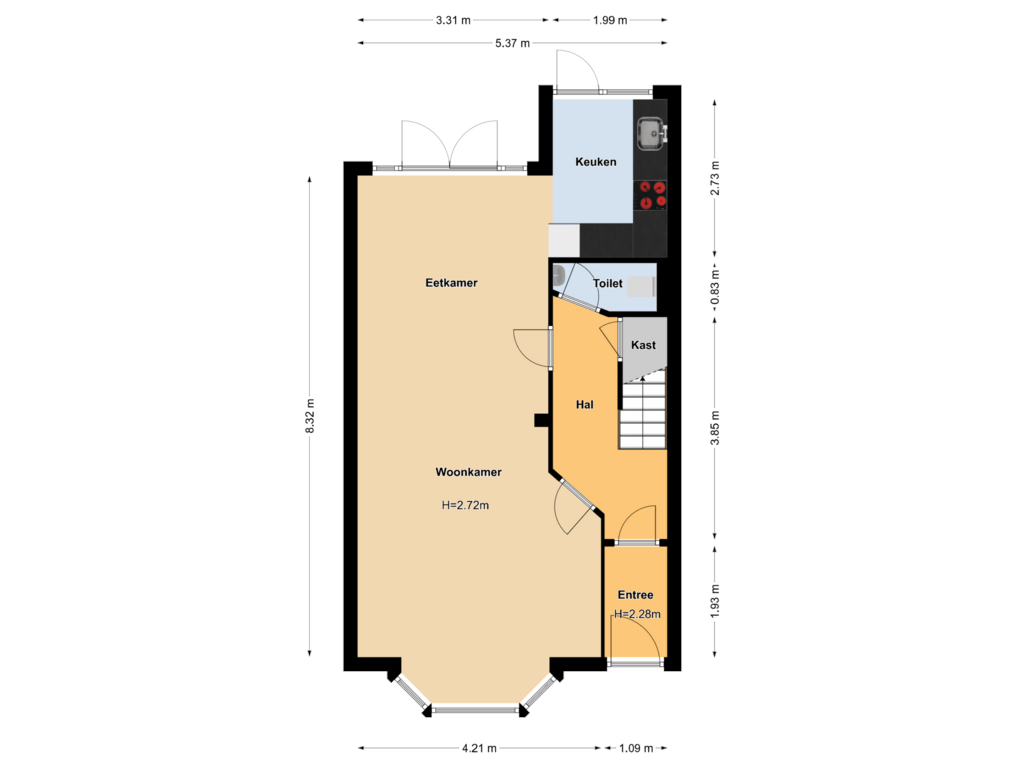 Bekijk plattegrond van Begane grond van Raadhuisstraat 43