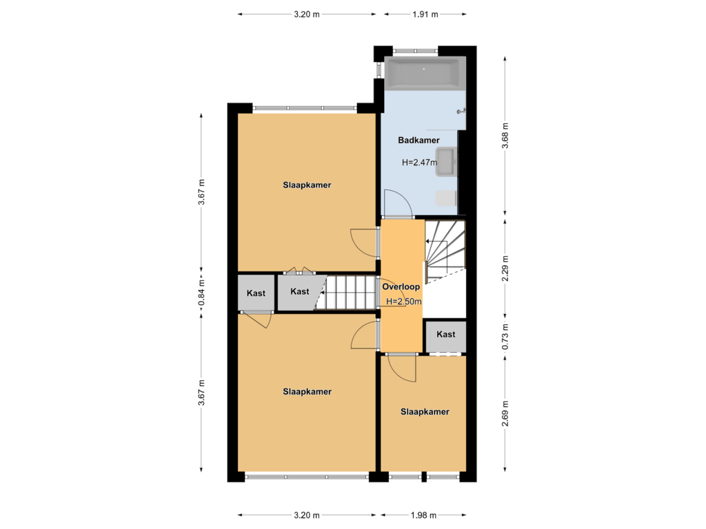 Bekijk plattegrond van Eerste Verdieping van Raadhuisstraat 43