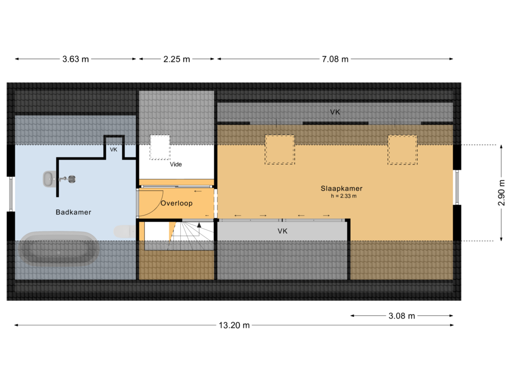 View floorplan of Eerste verdieping of Helfrichlaan 14