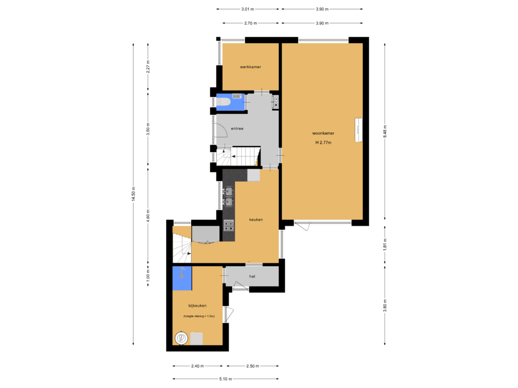 Bekijk plattegrond van Begane grond van Naarderstraat 8