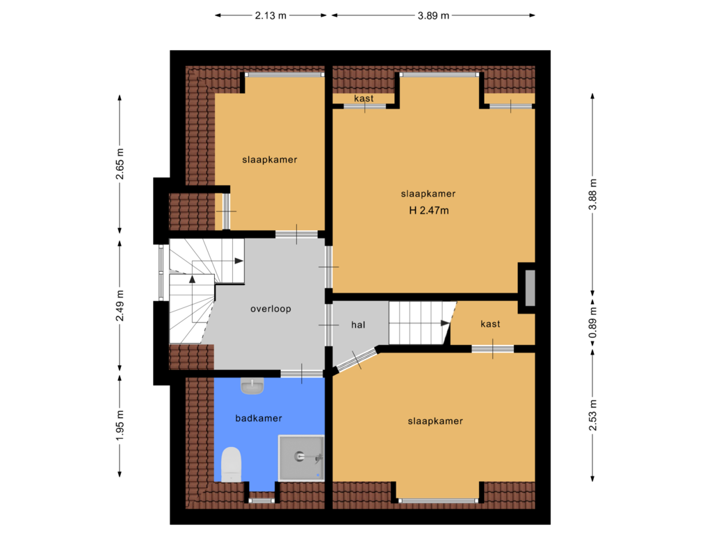 Bekijk plattegrond van 1e verdieping van Naarderstraat 8