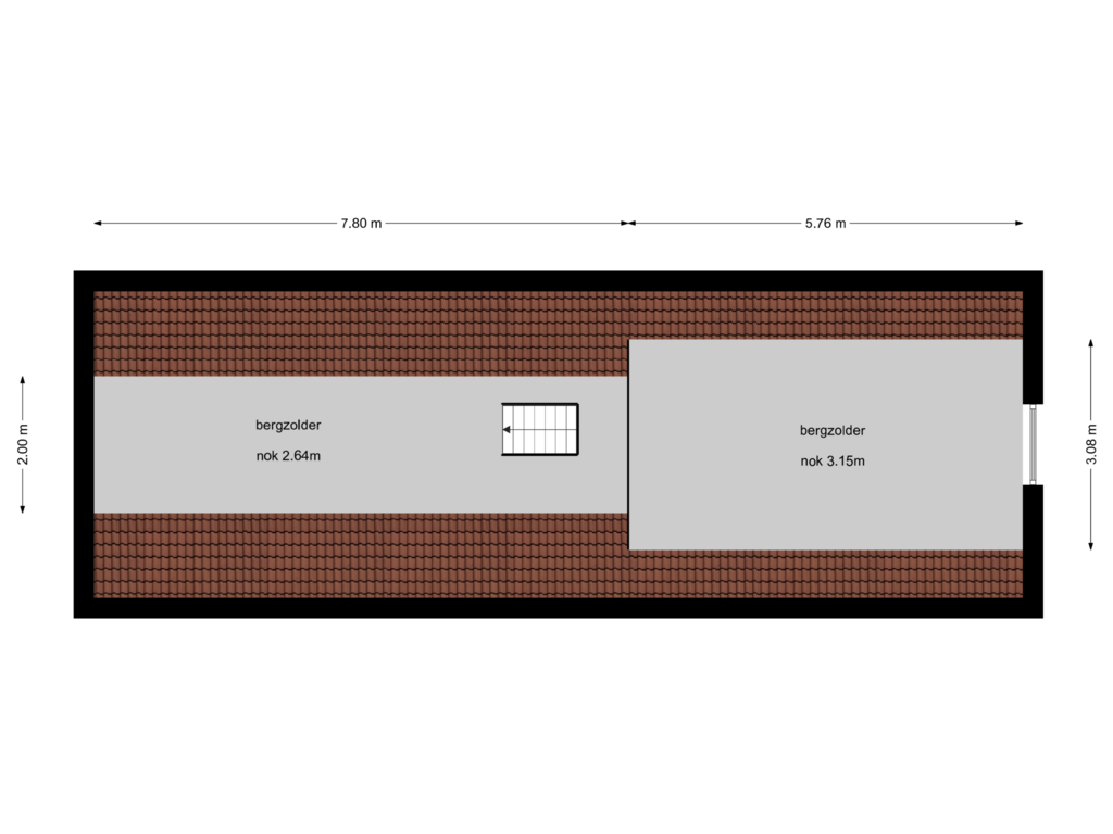 Bekijk plattegrond van Verdieping bijgebouw van Naarderstraat 8