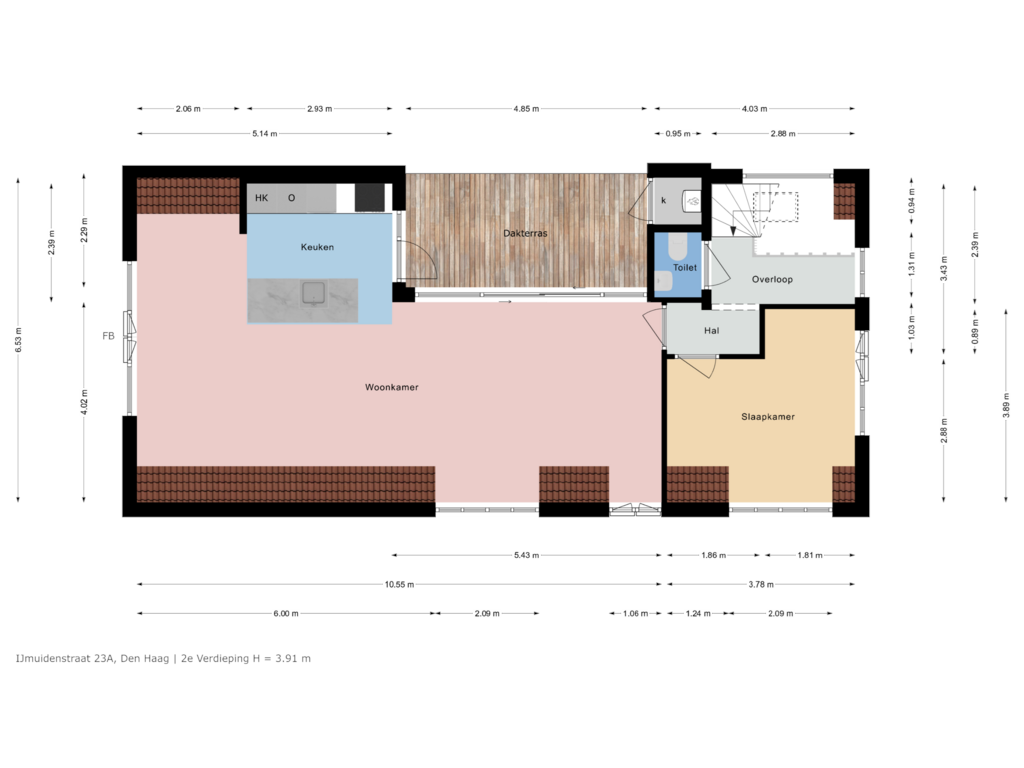 View floorplan of 2e Verdieping of IJmuidenstraat 23-A