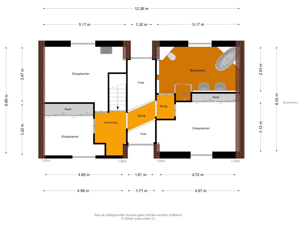 View floorplan of Eerste verdieping of Spuidijk 4