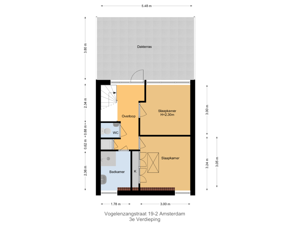 Bekijk plattegrond van 3e Verdieping van Vogelenzangstraat 19-2