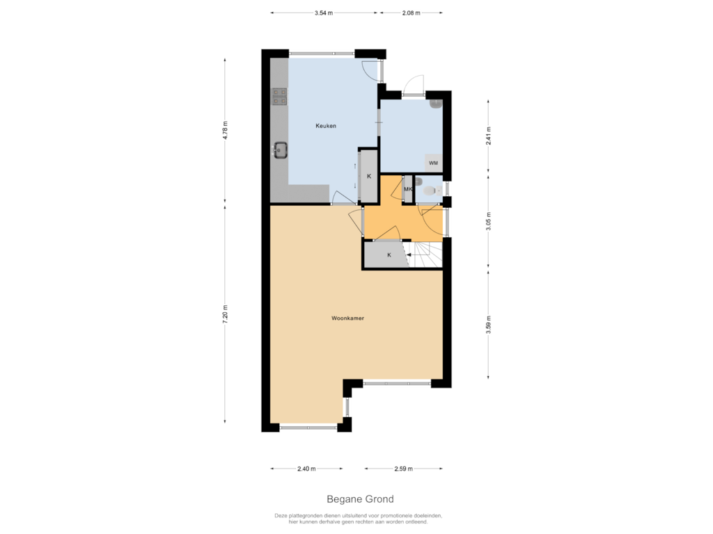 View floorplan of Begane Grond of Oude Kerkweg 49