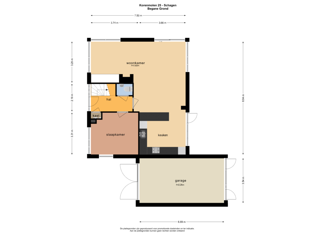 Bekijk plattegrond van BEGANE GROND van Korenmolen 25