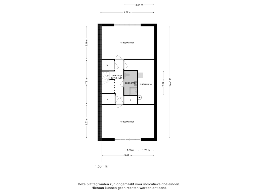 View floorplan of 1e verdieping of Parklaan 24