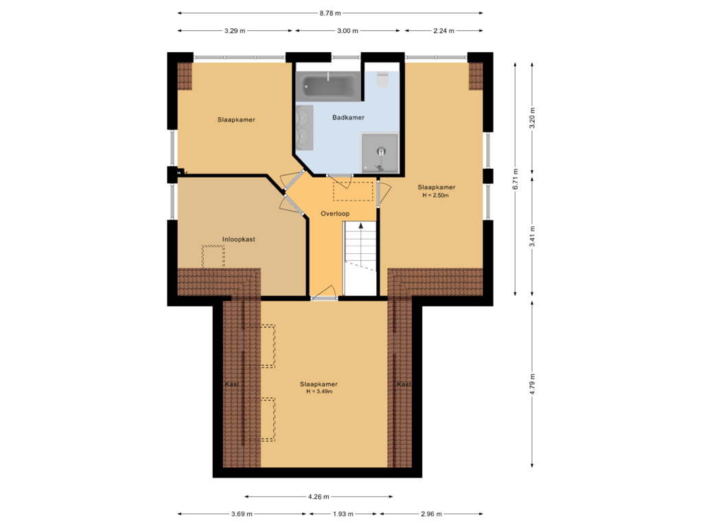 View floorplan of Eerste verdieping of Mr. Marijnenpark 4