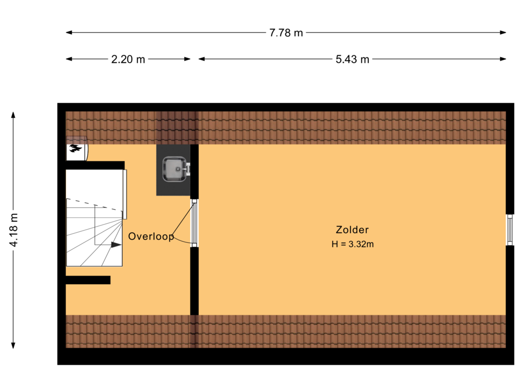 View floorplan of Bijgebouw Zolder of Mr. Marijnenpark 4