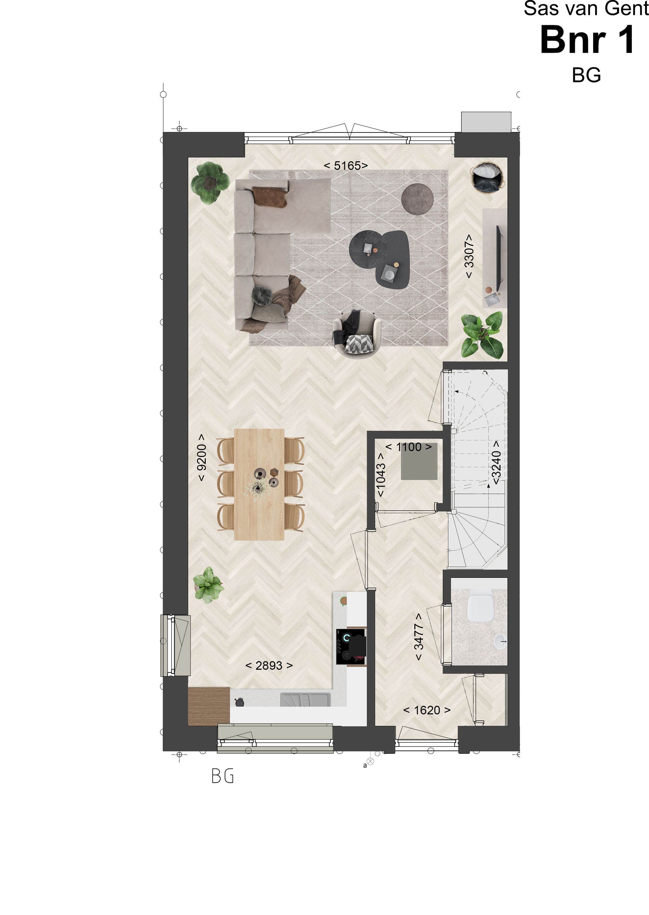 Foto 3 van Hoek- en tussenwoningen (Bouwnr. 1)