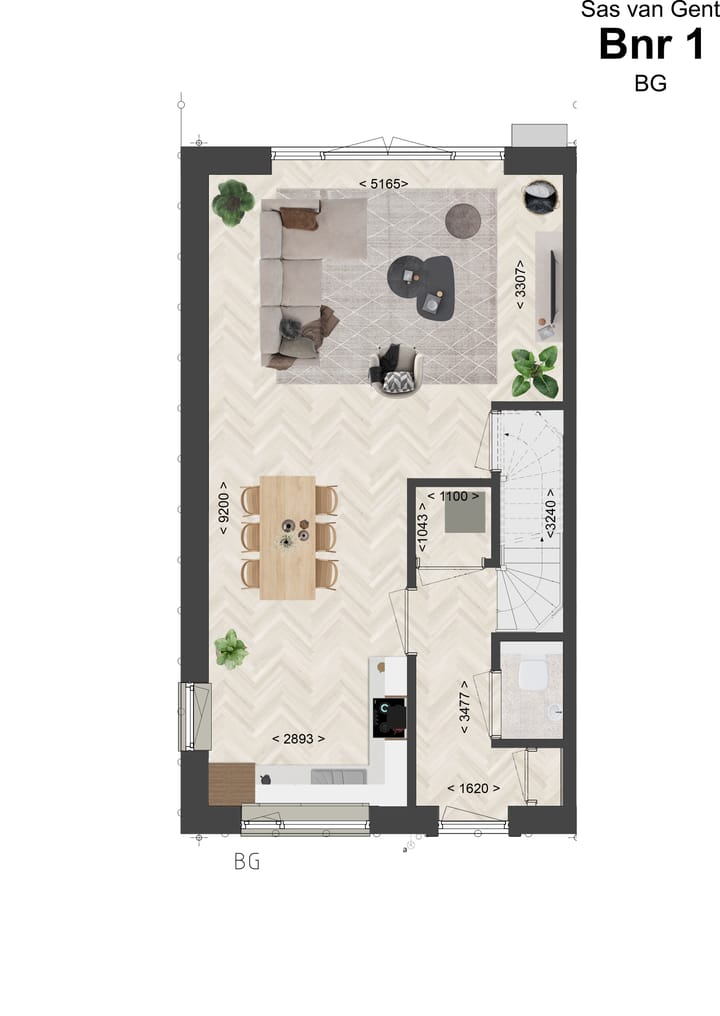 Foto 3 van Hoek- en tussenwoningen (Bouwnr. 1)